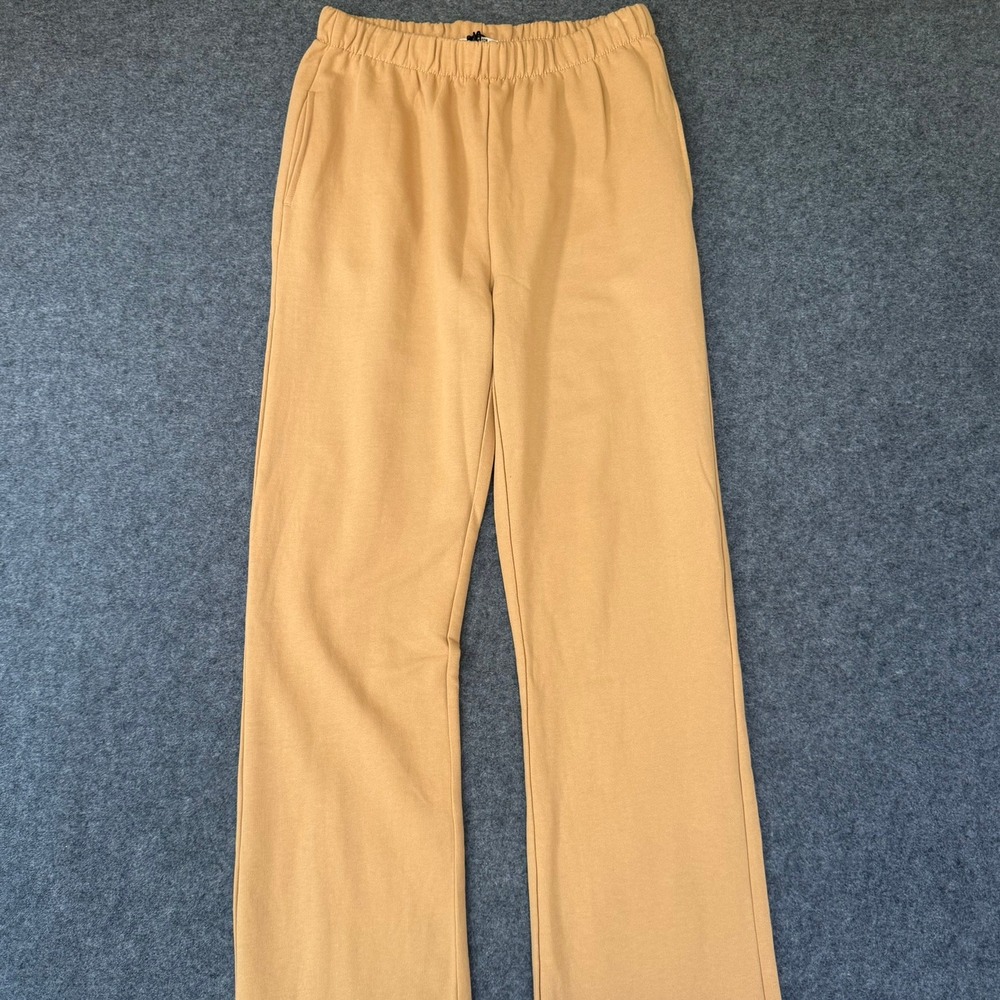 Buck Mason Women Mustard Yellow Flare Leg Sweatpants High Rise Size M NEW